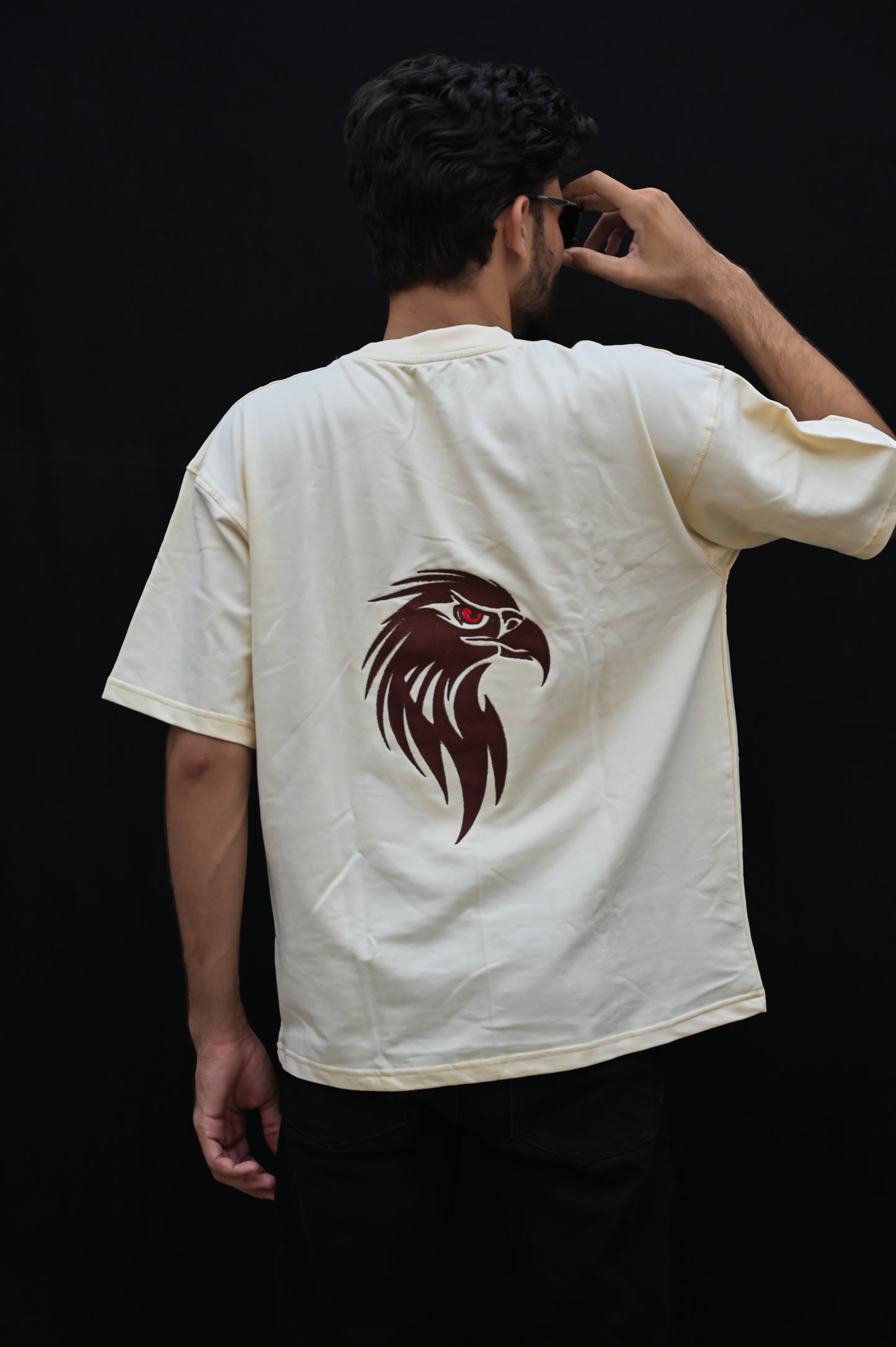 Men’s Streetwear T-Shirt – Red-Eyed Eagle Back Stitch